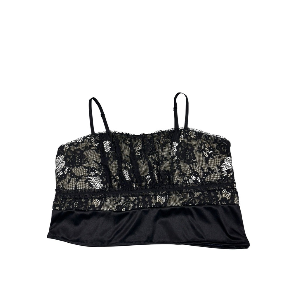 Maurice's Lace Bustier Crop Top Womens Size XL Black Asymmetrical READ
